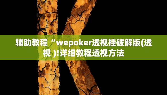 辅助教程“wepoker透视挂破解版(透视 )!详细教程透视方法