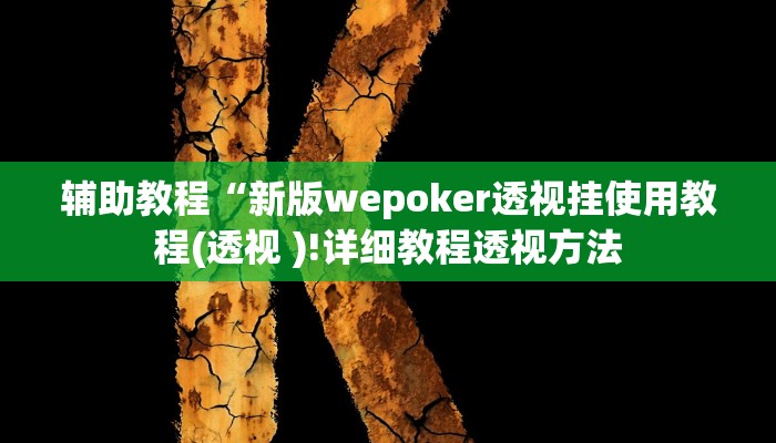 辅助教程“新版wepoker透视挂使用教程(透视 )!详细教程透视方法