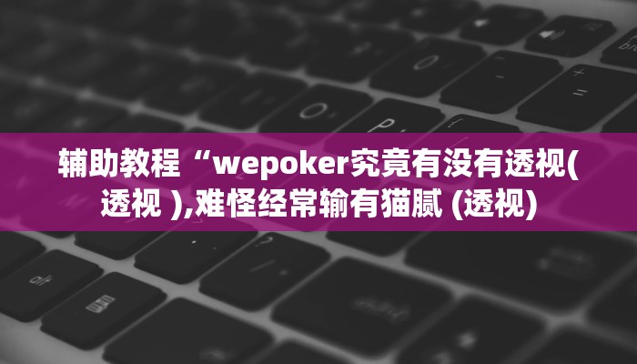 辅助教程“wepoker究竟有没有透视(透视 ),难怪经常输有猫腻 (透视)