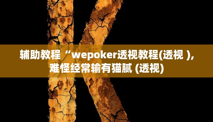 辅助教程“wepoker透视教程(透视 ),难怪经常输有猫腻 (透视)