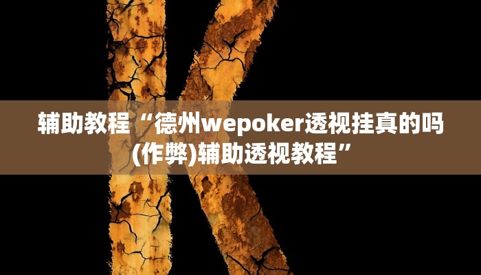 辅助教程“德州wepoker透视挂真的吗(作弊)辅助透视教程”