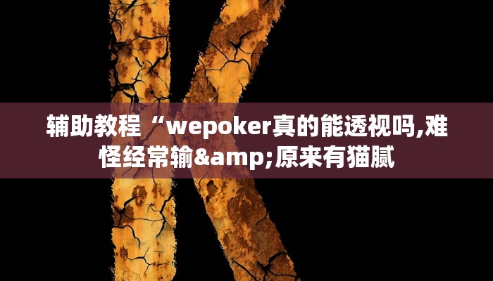 开挂辅助工具“wepoker透视开挂,难怪经常输&原来有猫腻