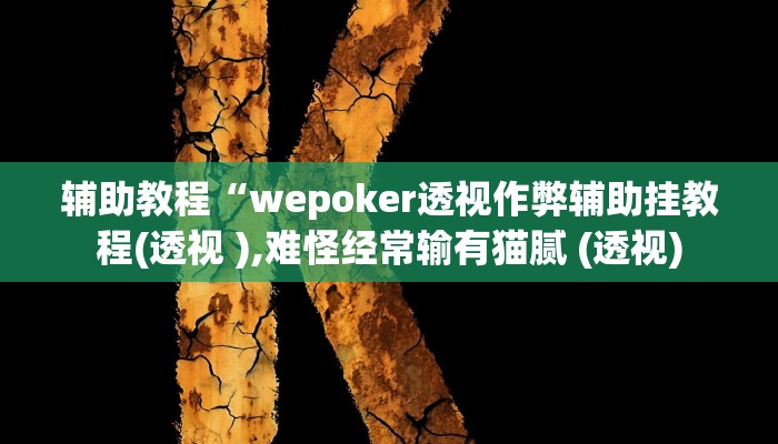 辅助教程“wepoker透视作弊辅助挂教程(透视 ),难怪经常输有猫腻 (透视)
