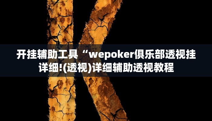 开挂辅助工具“wepoker德州局辅助作弊(透视 ),难怪经常输有猫腻 (透视)