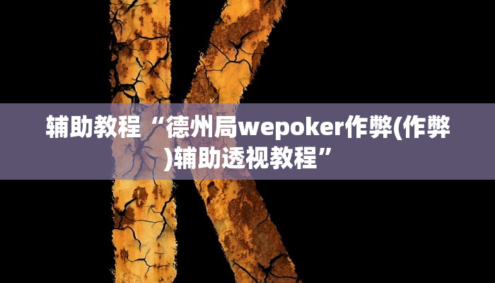 开挂辅助工具“wepoker德州开挂方法(透视 )!详细教程透视方法