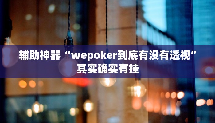 玩家辅助神器:“wepoker开挂”其实确实有挂