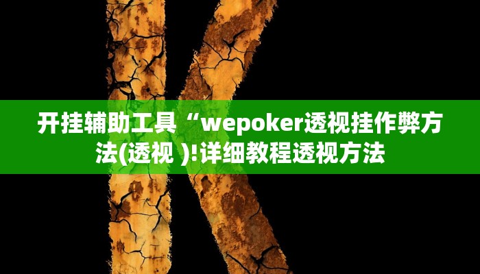 开挂辅助工具“wepoker透视挂作弊方法(透视 )!详细教程透视方法