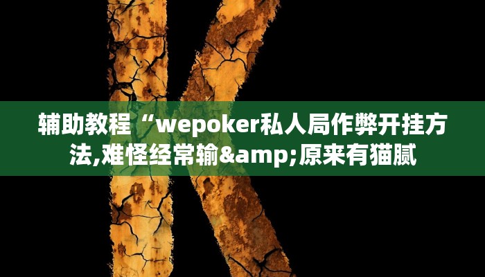 辅助教程“wepoker私人局作弊开挂方法,难怪经常输&原来有猫腻