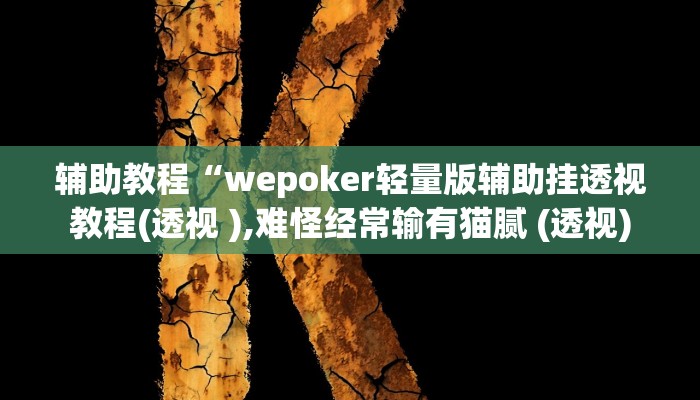 辅助教程“wepoker轻量版辅助挂透视教程(透视 ),难怪经常输有猫腻 (透视)