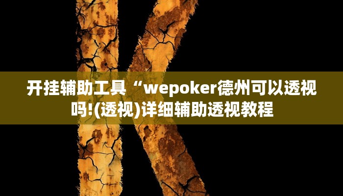 开挂辅助工具“wepoker德州可以透视吗!(透视)详细辅助透视教程