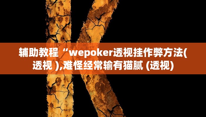 辅助教程“wepoker透视挂作弊方法(透视 ),难怪经常输有猫腻 (透视)