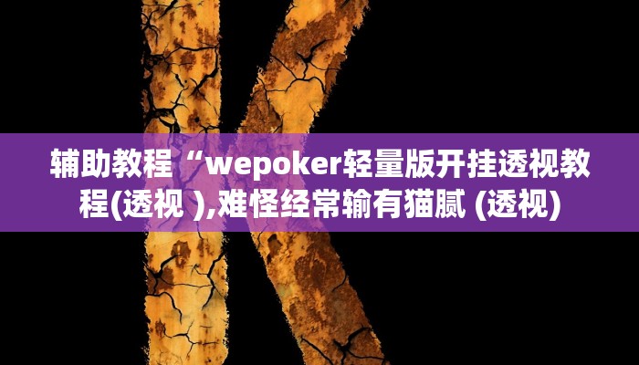 辅助教程“wepoker轻量版开挂透视教程(透视 ),难怪经常输有猫腻 (透视)