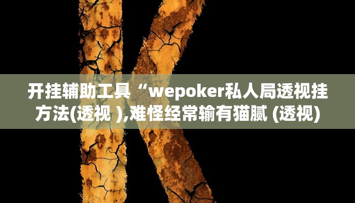 开挂辅助工具“wepoker私人局透视挂方法(透视 ),难怪经常输有猫腻 (透视)