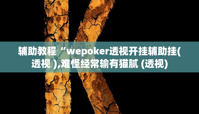 辅助教程“wepoker透视开挂辅助挂(透视 ),难怪经常输有猫腻 (透视)