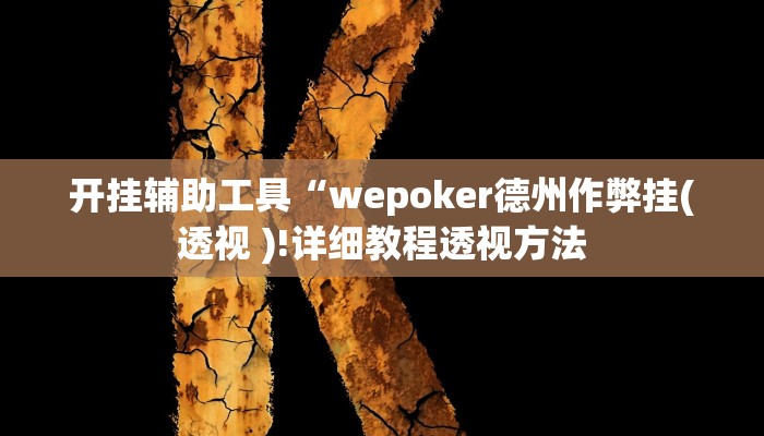 开挂辅助工具“wepoker德州作弊挂(透视 )!详细教程透视方法