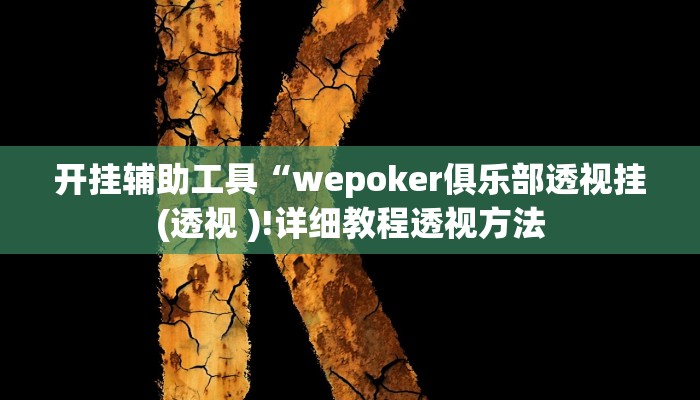 开挂辅助工具“wepoker俱乐部透视挂(透视 )!详细教程透视方法
