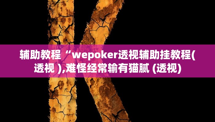 辅助教程“wepoker透视辅助挂教程(透视 ),难怪经常输有猫腻 (透视)