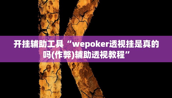 开挂辅助工具“wepoker透视挂是真的吗(作弊)辅助透视教程”