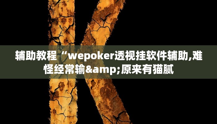 辅助教程“wepoker透视挂软件辅助,难怪经常输&原来有猫腻