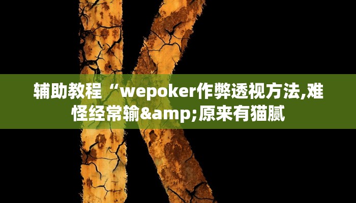 开挂辅助工具“wepoker辅助透视(透视 )!详细教程透视方法