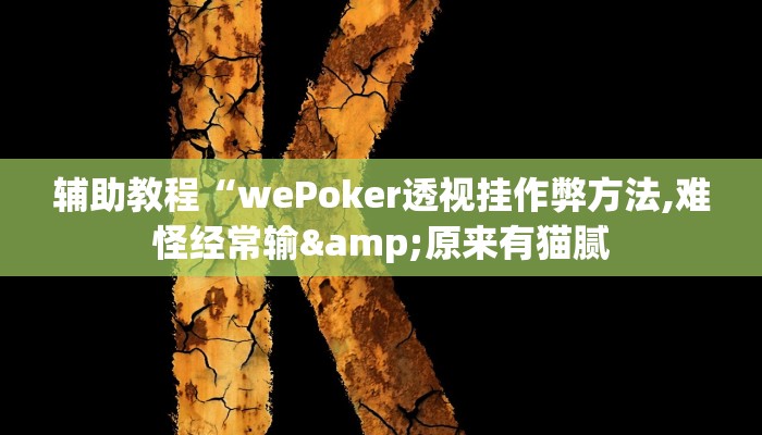 辅助教程“wePoker透视挂作弊方法,难怪经常输&原来有猫腻