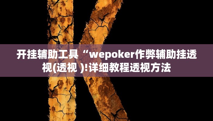 开挂辅助工具“wepoker作弊辅助挂透视(透视 )!详细教程透视方法