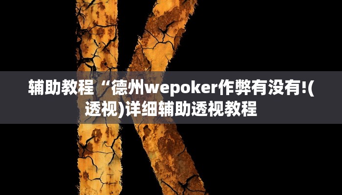 辅助教程“德州wepoker作弊有没有!(透视)详细辅助透视教程