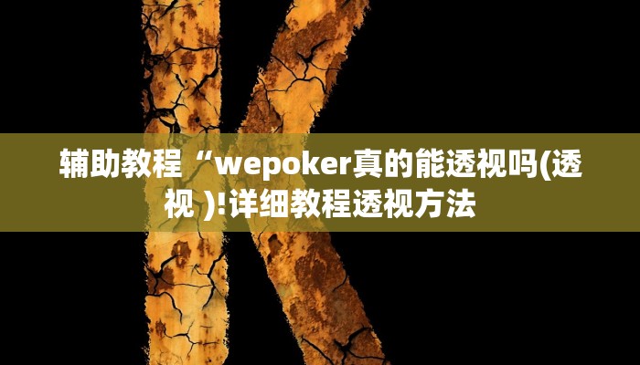 辅助教程“wepoker真的能透视吗(透视 )!详细教程透视方法