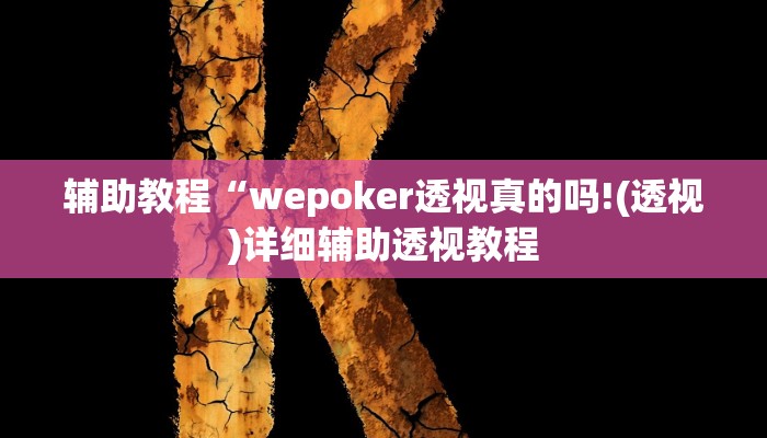 辅助教程“wepoker透视真的吗!(透视)详细辅助透视教程