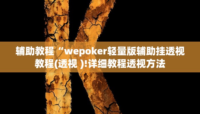 辅助教程“wepoker轻量版辅助挂透视教程(透视 )!详细教程透视方法