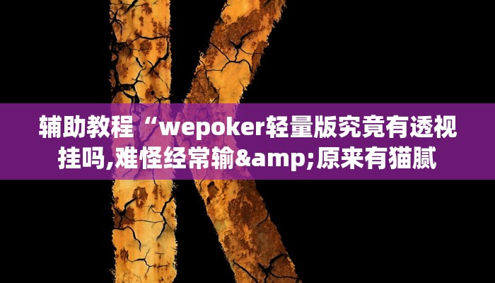辅助教程“wepoker轻量版究竟有透视挂吗,难怪经常输&原来有猫腻