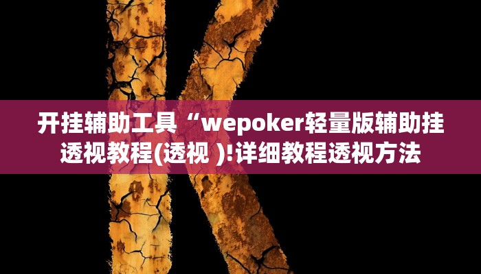 开挂辅助工具“wepoker轻量版辅助挂透视教程(透视 )!详细教程透视方法