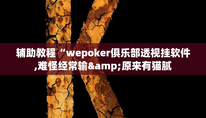 辅助教程“wepoker俱乐部透视挂软件,难怪经常输&原来有猫腻