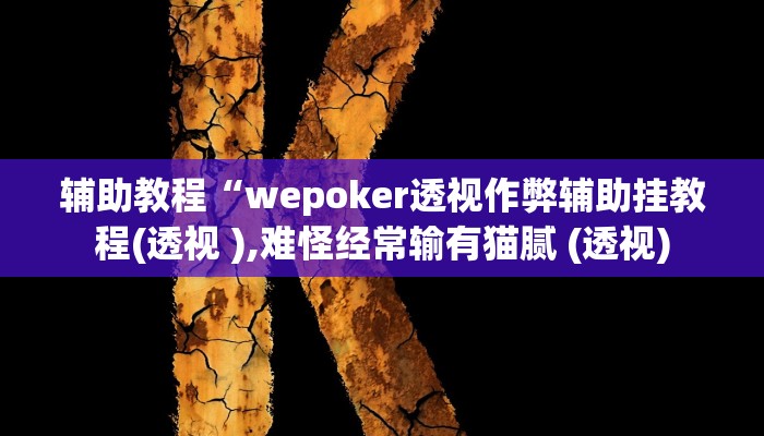辅助教程“wepoker透视作弊辅助挂教程(透视 ),难怪经常输有猫腻 (透视)
