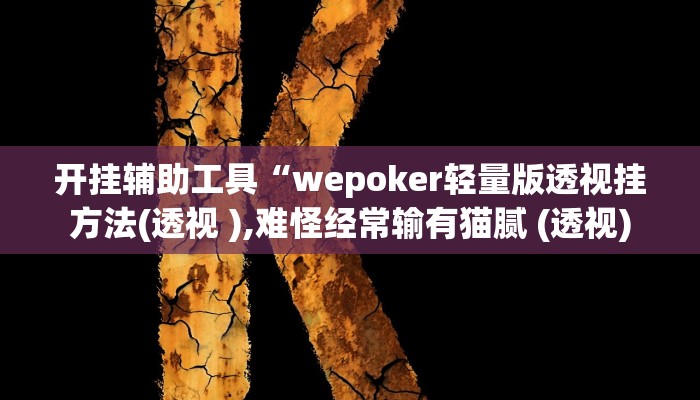 开挂辅助工具“wepoker轻量版透视挂方法(透视 ),难怪经常输有猫腻 (透视)