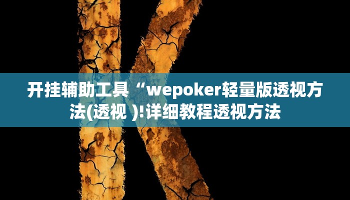 开挂辅助工具“wepoker轻量版透视方法(透视 )!详细教程透视方法