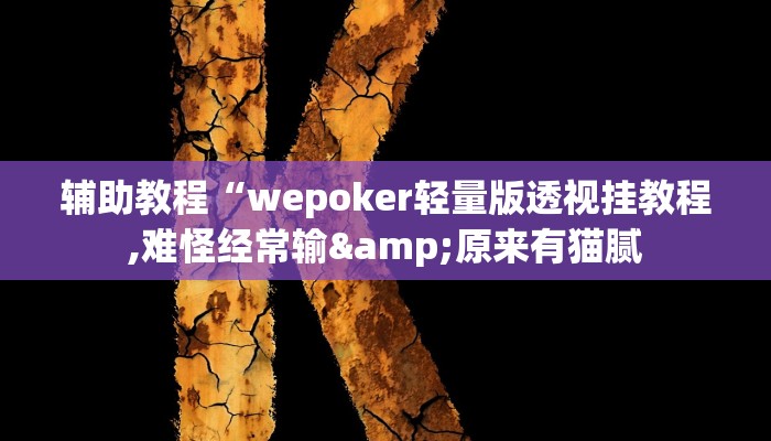辅助教程“wepoker轻量版透视挂教程,难怪经常输&原来有猫腻