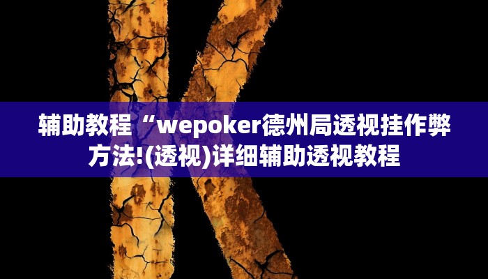 辅助教程“wepoker德州局透视挂作弊方法!(透视)详细辅助透视教程