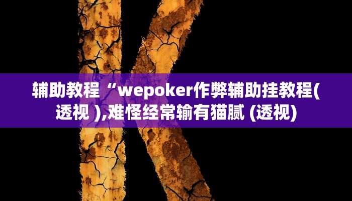 辅助教程“wepoker作弊辅助挂教程(透视 ),难怪经常输有猫腻 (透视)
