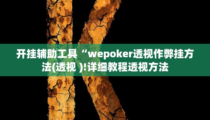开挂辅助工具“wepoker透视作弊挂方法(透视 )!详细教程透视方法