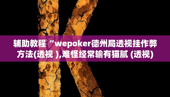 辅助教程“wepoker德州局透视挂作弊方法(透视 ),难怪经常输有猫腻 (透视)