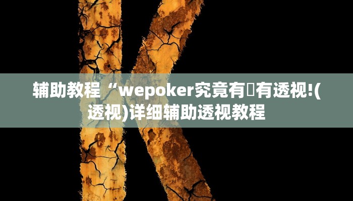 辅助教程“wepoker究竟有沒有透视!(透视)详细辅助透视教程