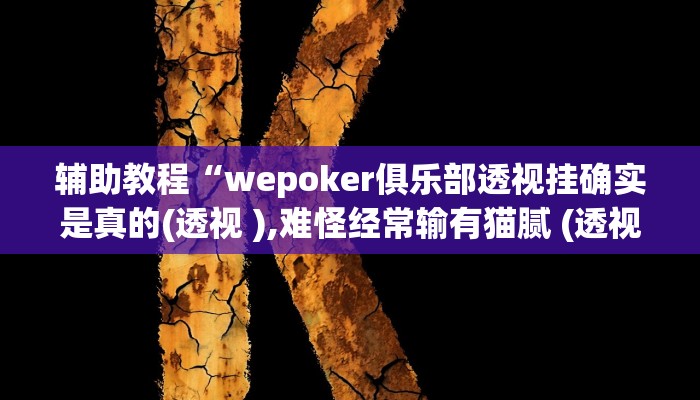 辅助教程“wepoker俱乐部透视挂确实是真的(透视 ),难怪经常输有猫腻 (透视)