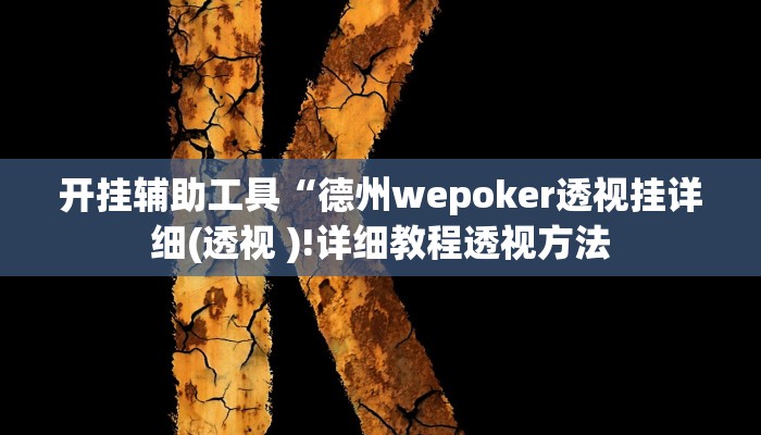 开挂辅助工具“德州wepoker透视挂详细(透视 )!详细教程透视方法