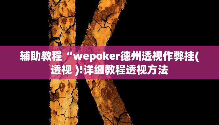 辅助教程“wepoker德州透视作弊挂(透视 )!详细教程透视方法