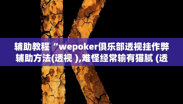 辅助教程“wepoker俱乐部透视挂作弊辅助方法(透视 ),难怪经常输有猫腻 (透视)
