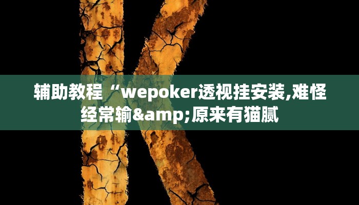 辅助教程“wepoker透视挂安装,难怪经常输&原来有猫腻