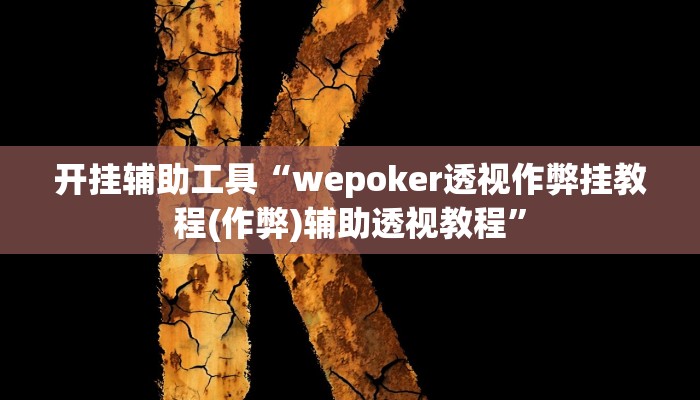 开挂辅助工具“wepoker透视辅助软件挂(透视 ),难怪经常输有猫腻 (透视)