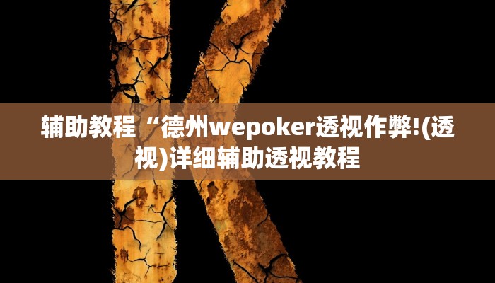 辅助教程“德州wepoker透视作弊!(透视)详细辅助透视教程