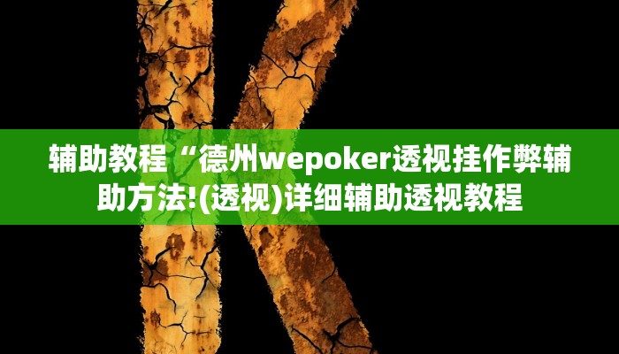 辅助教程“德州wepoker透视挂作弊辅助方法!(透视)详细辅助透视教程